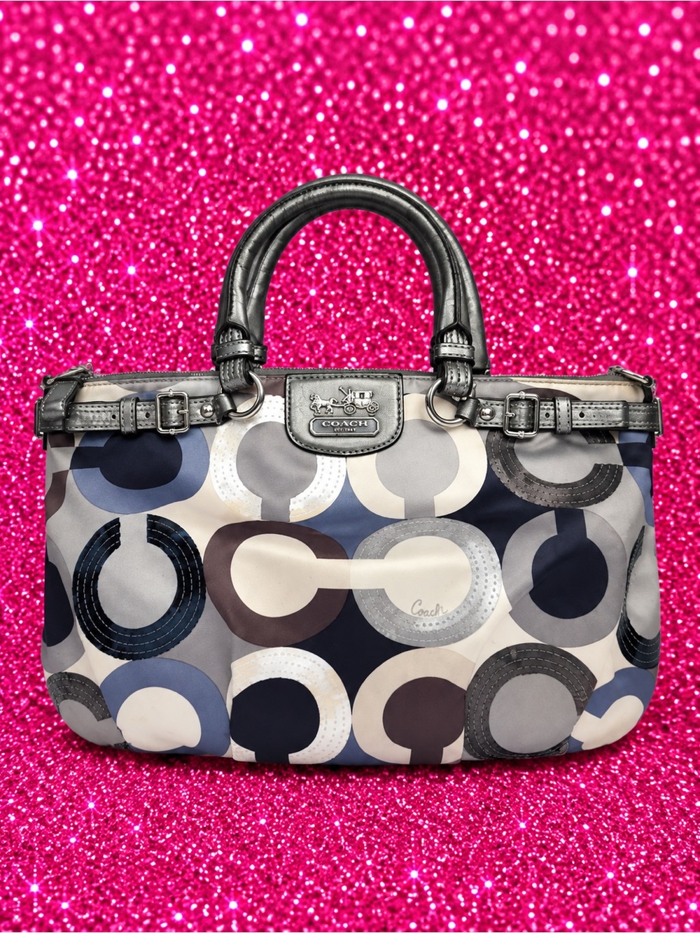 RARE❗️Coach Madison Op Art Sequined Sophia Satchel Bag
